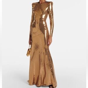 Alex Perry Sequin Gown Gold